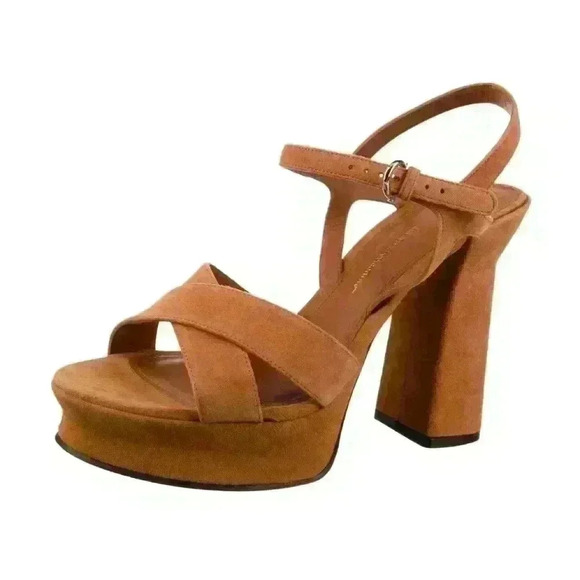 NIB- SALVATORE FERRAGAMO Suede Slingback Peep Toe Pumps - Picture 1 of 10